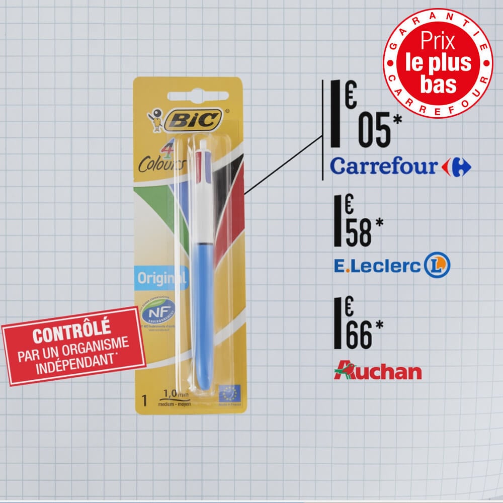 stylo bic 4 couleurs carrefour