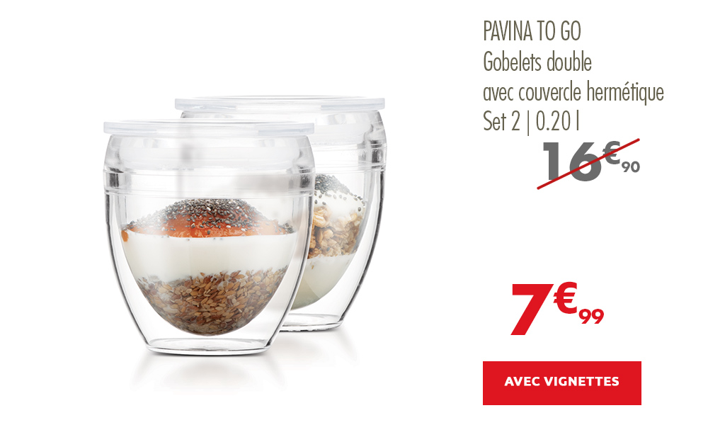 Gobelets double paroi plastique avec couvercle hermétique - Bodum