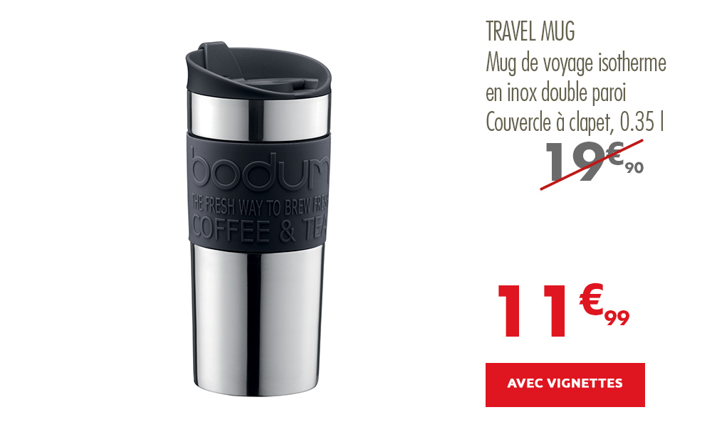 Mug de voyage isotherme en inox double paroi