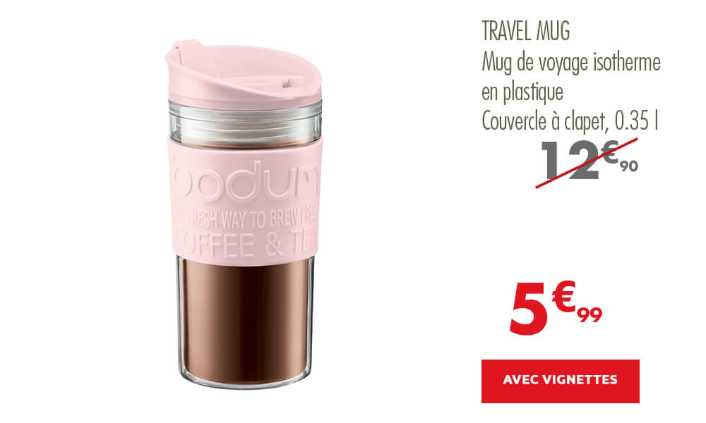 Mug de voyage rose isotherme en plastique
