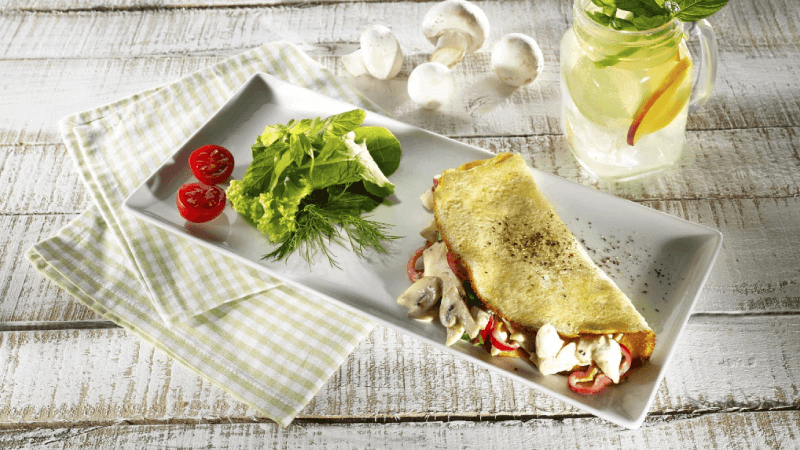 Crêpes aux champignons, au curry et aux crevettes