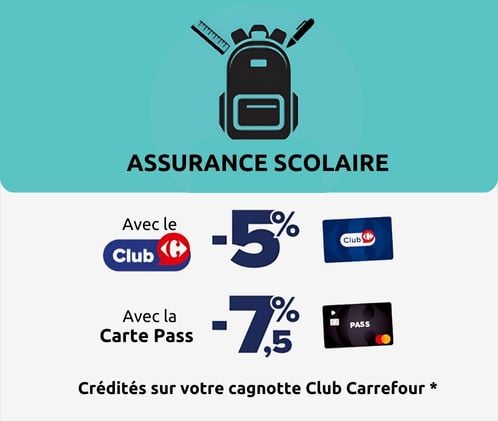 assurance scolaire 5% de remise fidélité avec le club carrefour