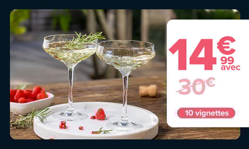14,99€ au lieu de 30€ avec 10 vignettes