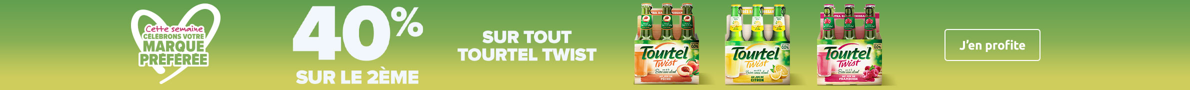 40% sur le 2è sur tout Tourtel Twist