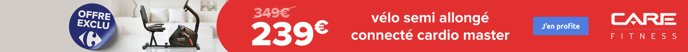239€ le vélo semi allongé connecté cardio master