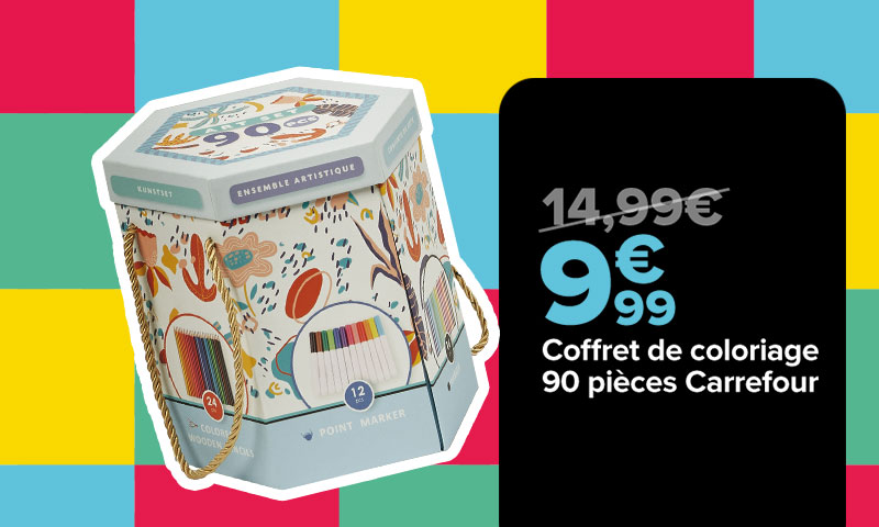 9€99 Coffret de coloriage 90 pièces Carrefour