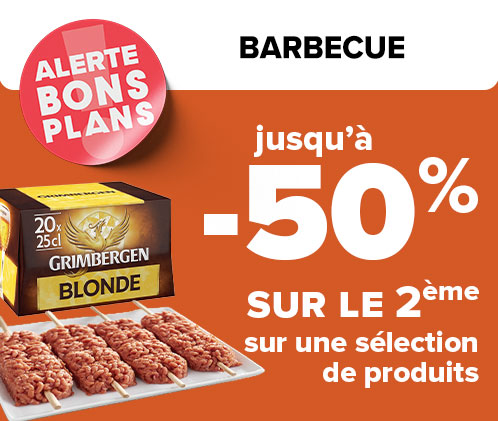 barbecue jusqu'à -50% sur le 2ème sur une sélection de produits