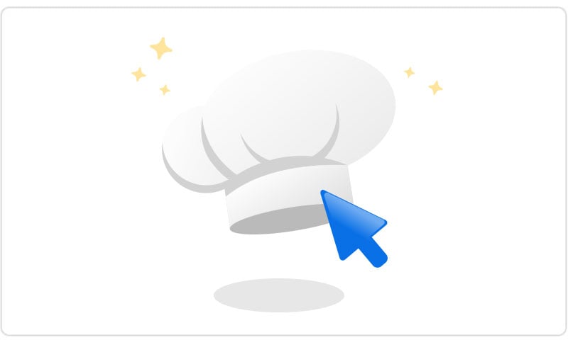 Service Traiteur Carrefour : une toque de cuisinier et un curseur de souris.
