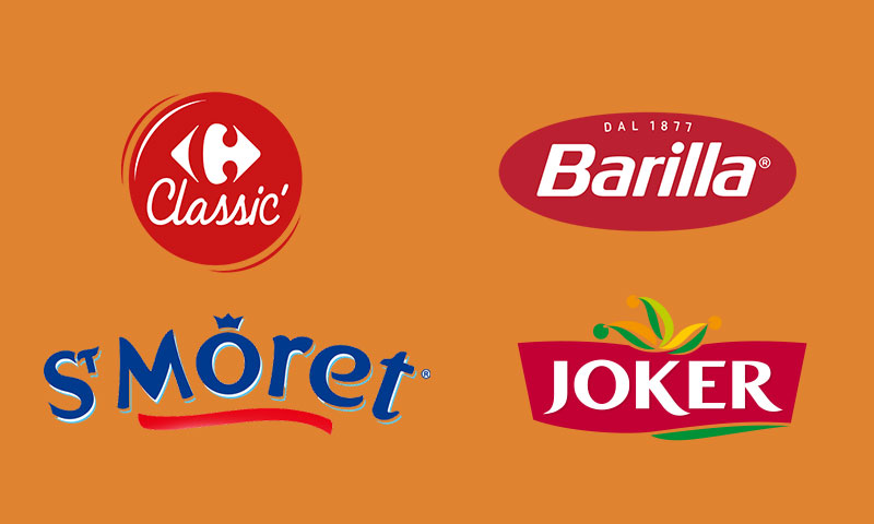 Logos des marques partenaires : Carrefour Classic, Barilla, St Môret et Joker