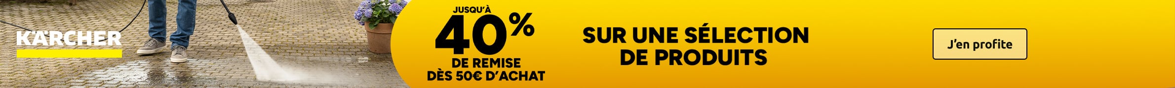 Promo Karcher : Jusqu'à 40% de remise dès 50€ d'achat sur une sélection.