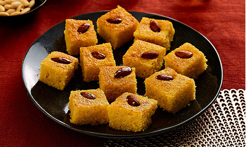 Recette Basboussa aux amandes, gâteau de semoule pour l'Aïd - Carrefour.
