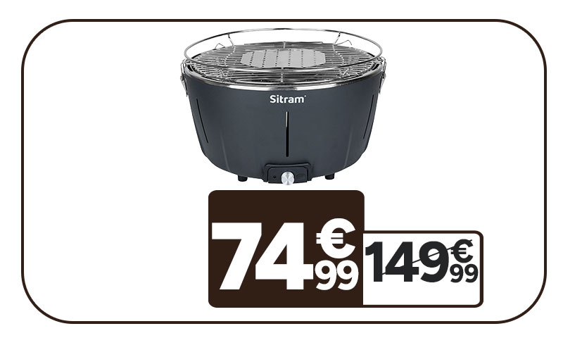 Barbecue de table extérieur à charbon SITRAM 74€99. Prix barré 149€99