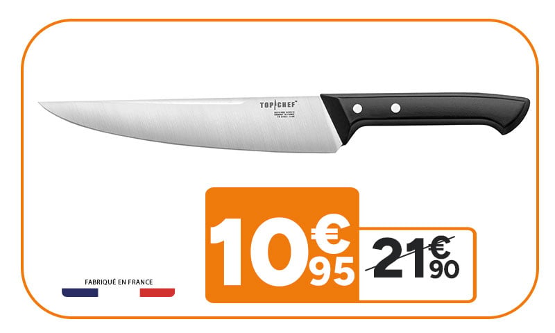 Couteau de chef Top Chef Fabriqué en France à 10,95€ au lieu de 21,90€.