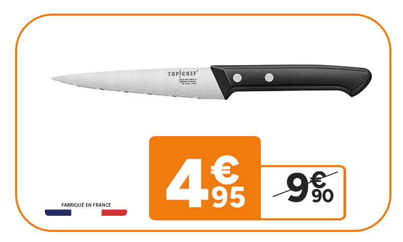 Couteau à steak Top Chef à 4,95€ au lieu de 9,90€.