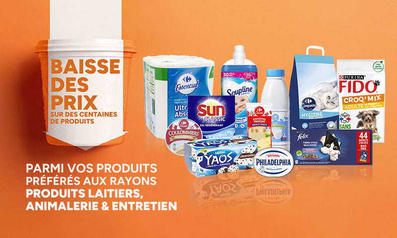 Baisse des prix sur des centaines de produits du quotidien chez Carrefour.