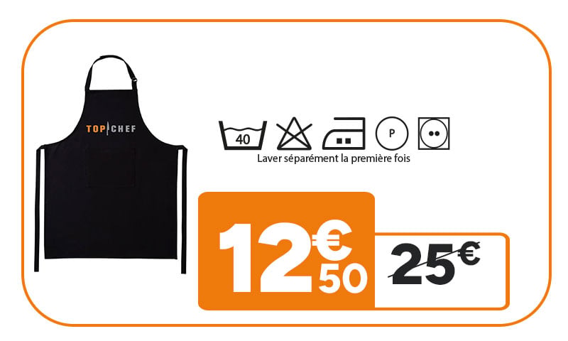 Tablier Top Chef à 12,50€ au lieu de 25€