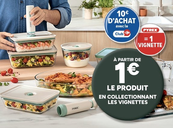 Opération Pyrex chez Carrefour : à partir de 1€ le produit avec les vignettes.