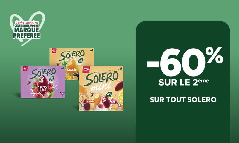 Marque Préférée : -60% sur le 2ème sur tout Solero.
