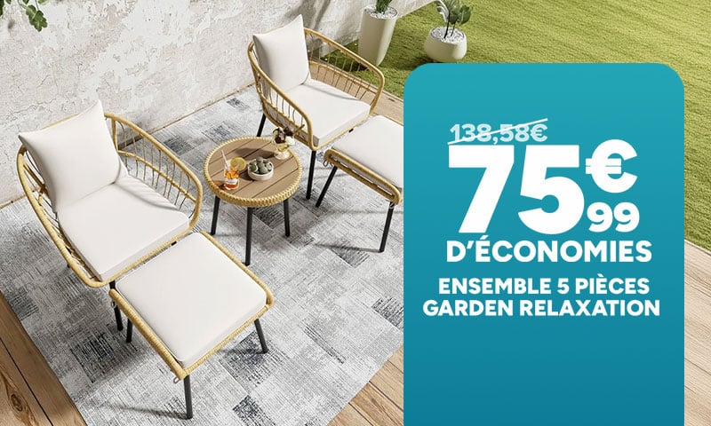 Mobilier de jardin : 75,99€ d'économies sur l'ensemble 5 pièces Garden Relaxatio
