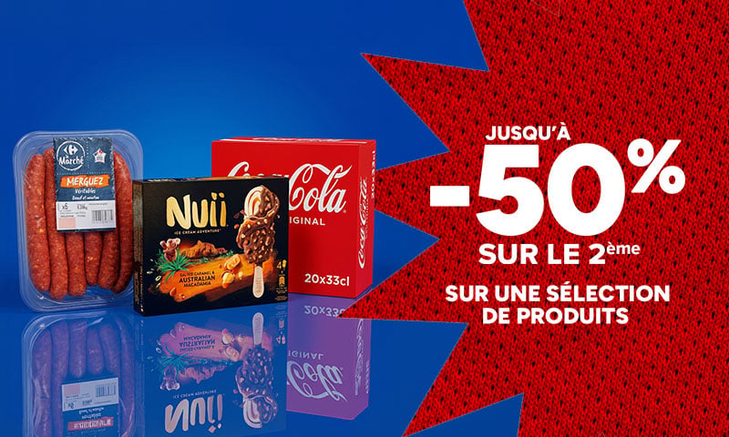 Jusqu'à -50% sur le 2ème sur une sélection de produits.