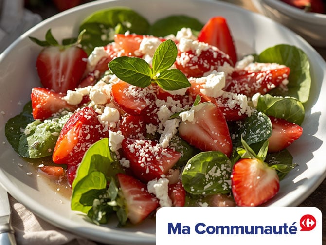 Idée recette : salade aux fraises, jeunes pousses et feta - Ma Communauté.