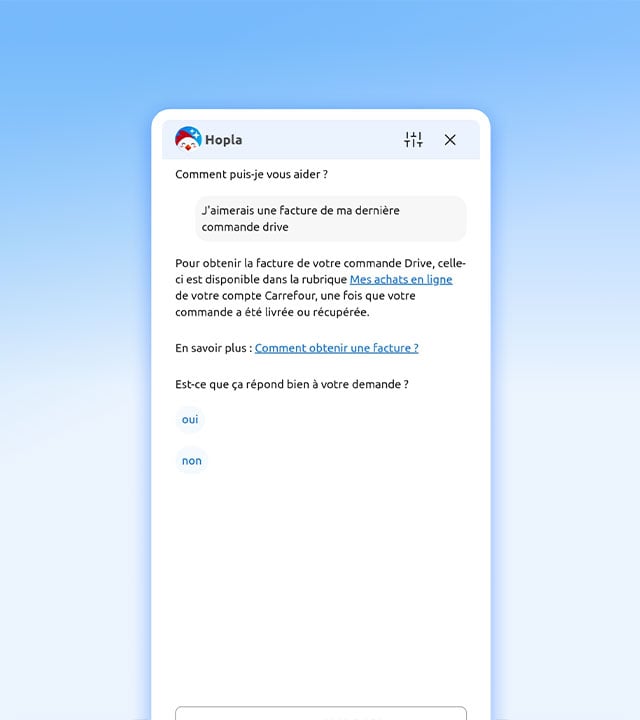 Interface Hopla : Explications pour obtenir une facture Drive.