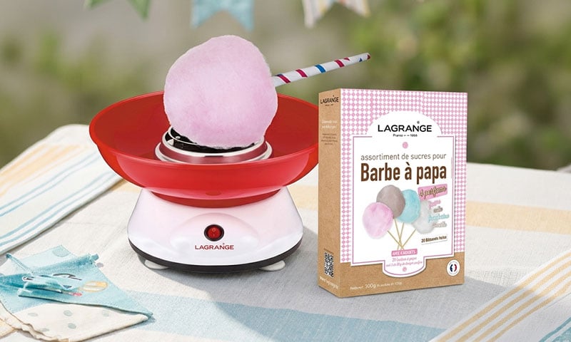 Machine et assortiment de sucres pour barbe à papa Lagrange.