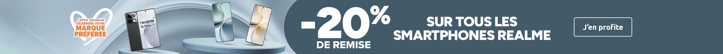20% de remise sur tous les smartphones Realme. j'en profite