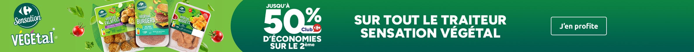 Promo Carrefour Club : jusqu'à 50% sur le 2ème traiteur Sensation Végétal.