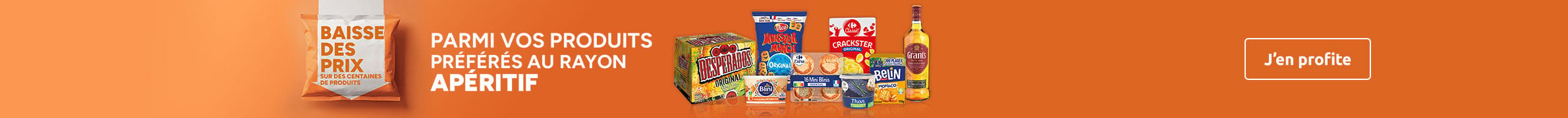 Baisse des prix sur des centaines de produits au rayon apéritif.