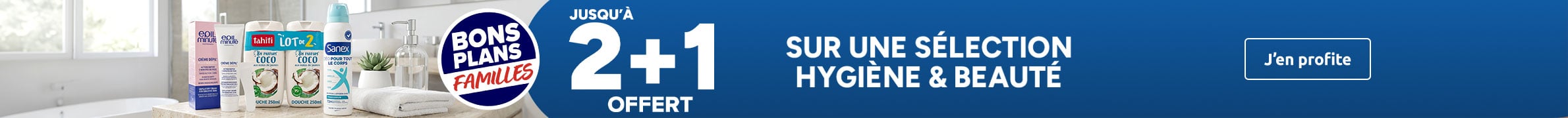Bons Plans Familles : Jusqu'à 2+1 offert sur une sélection hygiène & beauté.