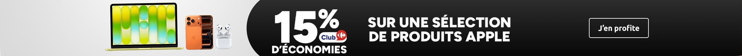 15% d'économies Club Carrefour sur une sélection de produits Apple.