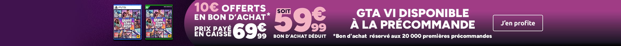 Précommande GTA VI : 10€ offerts en bon d'achat, soit le jeu à 59,99€