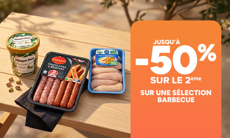 Jusqu'à -50% sur le 2ème sur une sélection barbecue