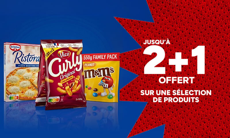 Jusqu'à 2+1 offert sur une sélection de produits.