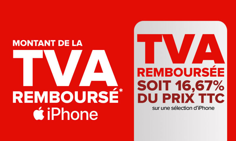 Montant de la TVA remboursée soit 16,67% du prix TTC sur une sélection d'iPhone.