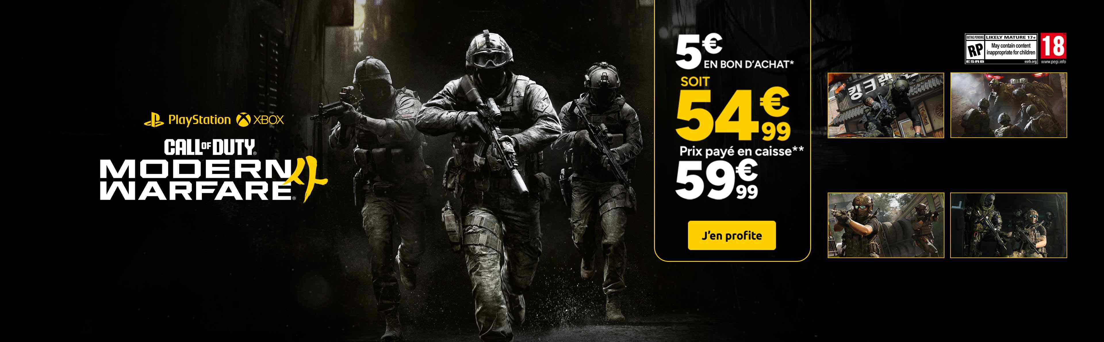 Précommande Call of Duty Modern Warfare 4 : 5€ en bon d'achat soit 54,99€.