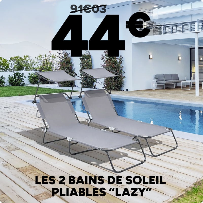 Les 2 bains de soleil pliables Lazy à 44€ au lieu de 91€03