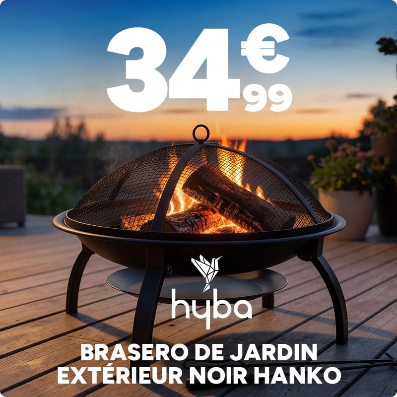 Brasero de jardin extérieur noir Hanko Hyba à 34,99€.