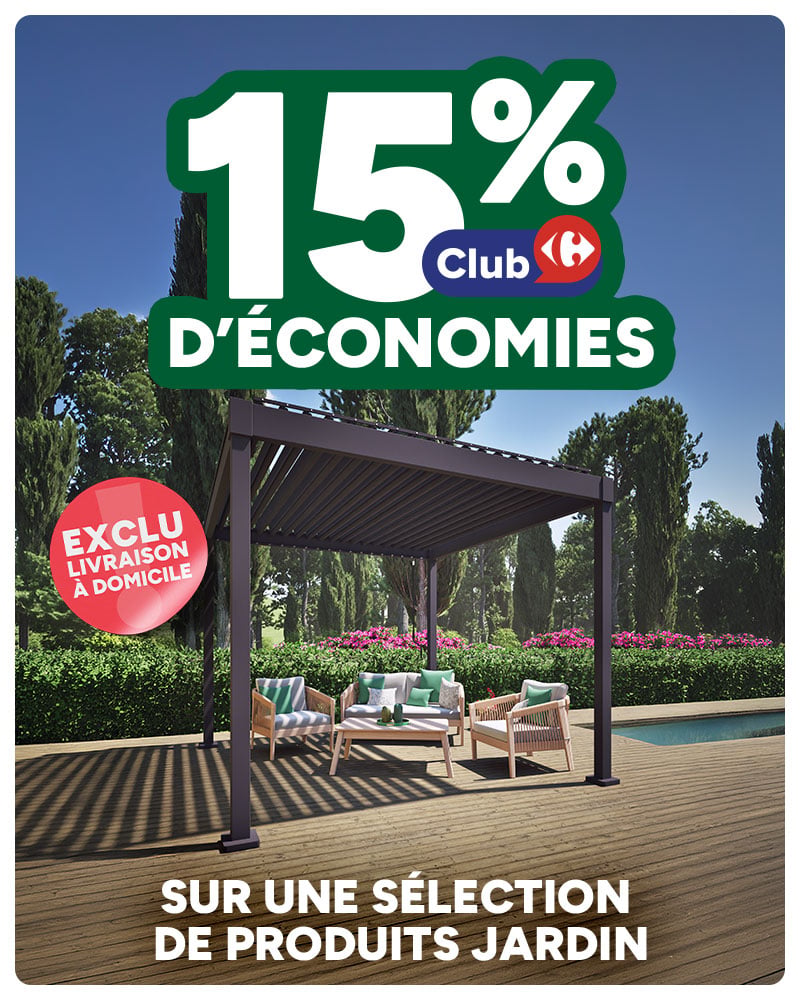 15% d'économies Club Carrefour sur une sélection de produits jardin.