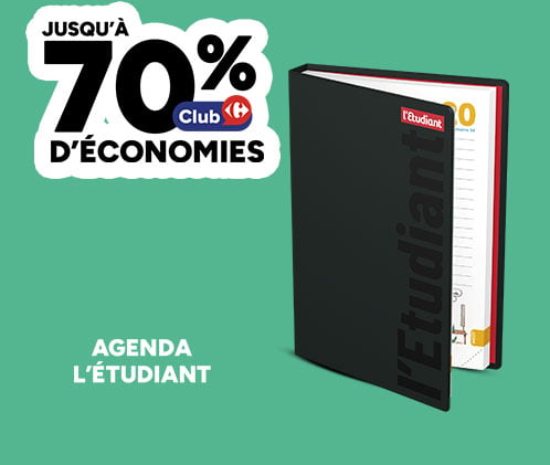 Jusqu'à 70% d'économies Club Carrefour sur l'agenda L'Étudiant.