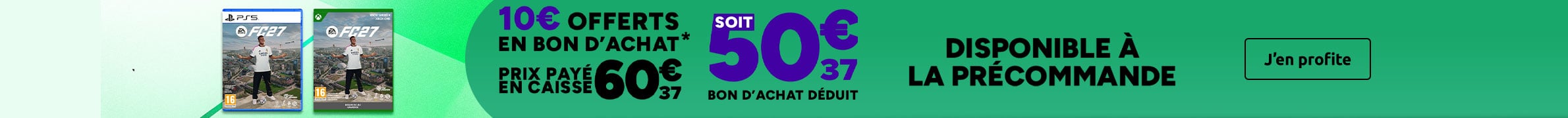 EA Sports FC 27 PS5 et Xbox : 10€ offerts en bon d'achat pour la précommande.