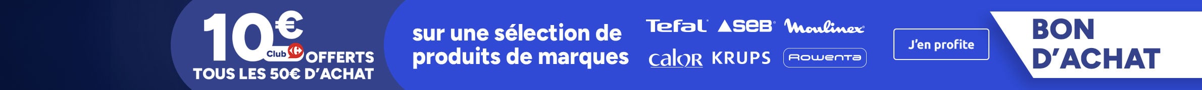 10€ offerts en bon d'achat tous les 50€ d'achat sur les marques SEB.