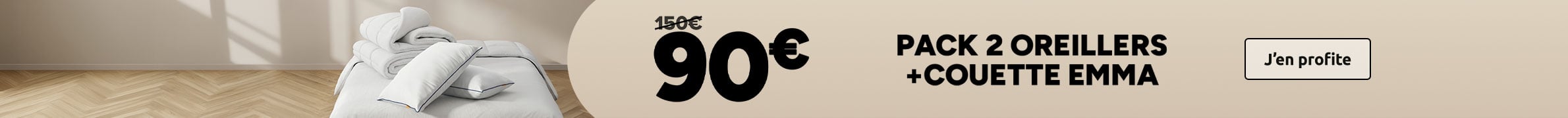 Pack 2 oreillers + couette Emma à 90€ au lieu de 150€