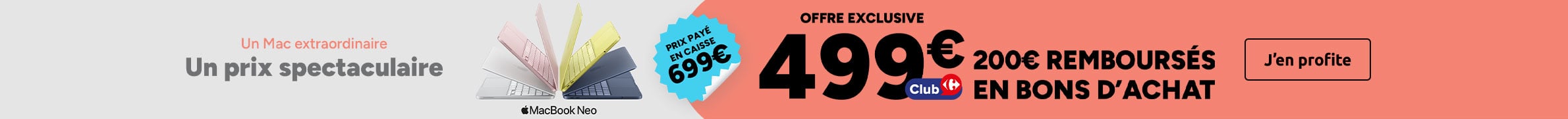 Offre exclusive Carrefour Club : un Mac à 499€ après 200€ remboursés.