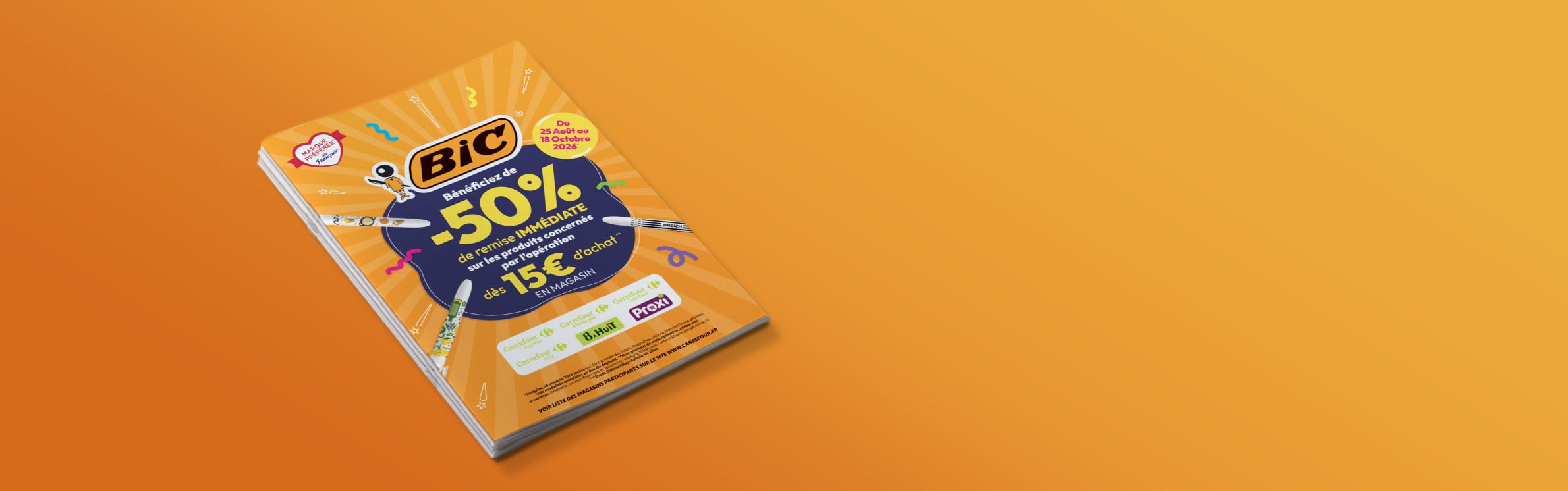 Bic : -50% de remise immédiate dès 15€ d'achat en magasin du 25/08 au 18/10/2026