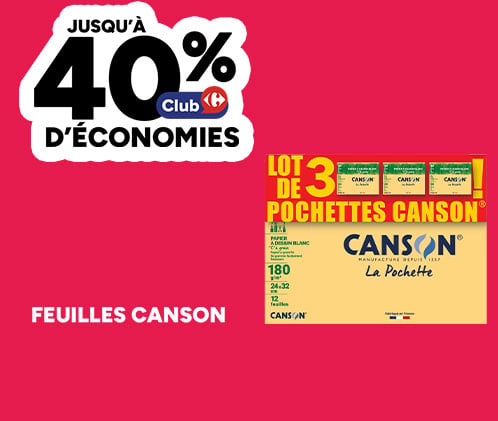 Jusqu'à 40% d'économies sur les feuilles Canson