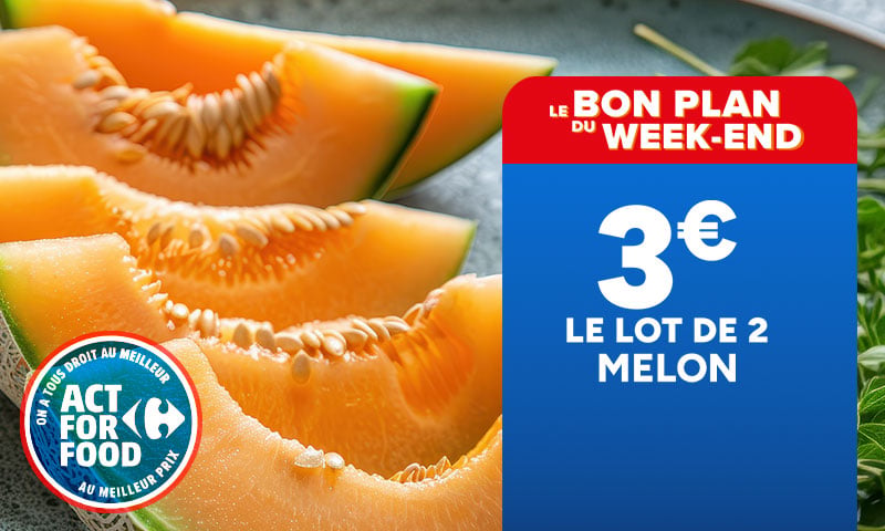Le bon plan du week-end : 3€ le lot de 2 melons. Act For Food.