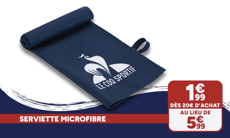 Serviette microfibre Le Coq Sportif à 1,99€ dès 20€ d'achat au lieu de 5,99€.