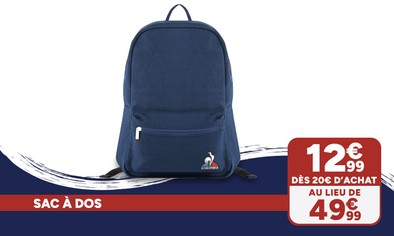 Sac à dos Le Coq Sportif à 12,99€ dès 20€ d'achat au lieu de 49,99€.